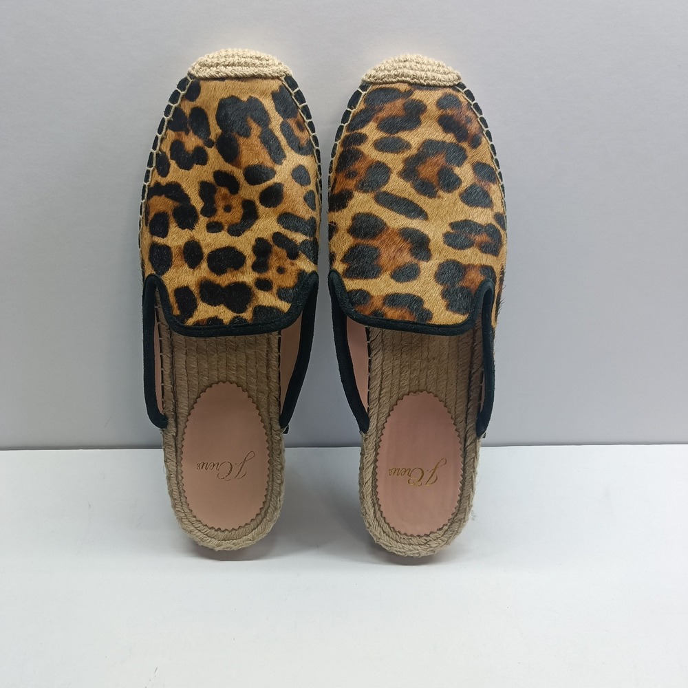 J. Crew Women's Size 7 Leopard Print Calf Hair‎ Leather Slip On Flats AN908